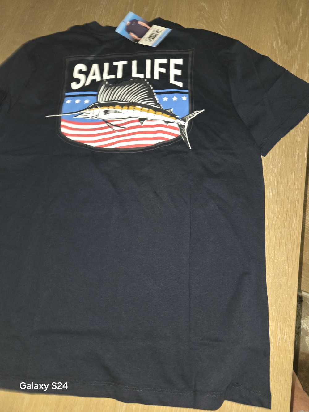 Salt Life Navy Short Sleeve Tee with Marlin Graphic Mens L NEW